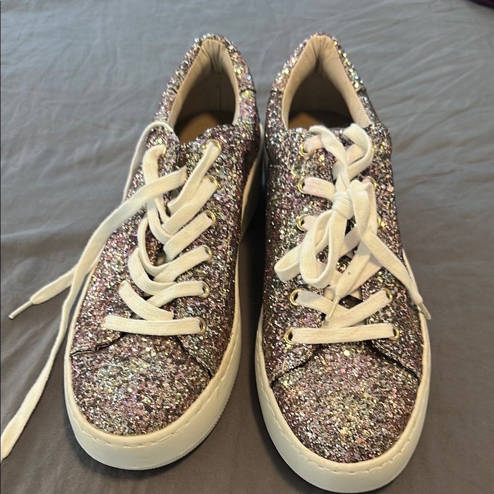 Steve Madden Pink Glitter Sneakers with White Laces